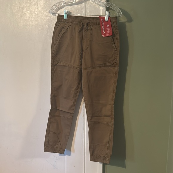 Unionbay Youth Jogger School Uniform khaki Pants size 10/12 Drawstring waist - Picture 8 of 11